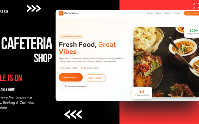 Modèle Web interactif de menu, de réservation et de panier pour cafétéria