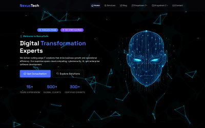NexusTech – Шаблон цільової сторінки преміум-класу для ІТ-рішень та SaaS