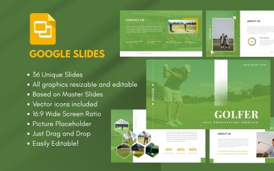 GOLFER 高尔夫俱乐部 Google 幻灯片模板