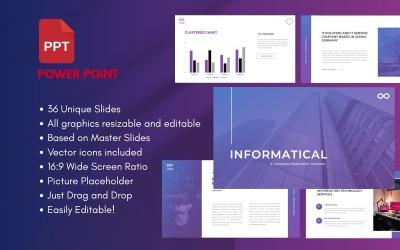 INFORMATIKAI IT vállalat PowerPoint prezentációs sablon
