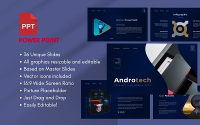 Modello di presentazione PowerPoint per dispositivi mobili Androtech