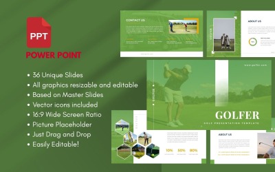 Modello di presentazione PowerPoint per il Golf Club GOLFER