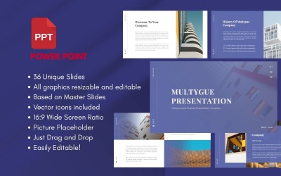 MULTYGUE üzleti többcélú PowerPoint prezentációs sablon