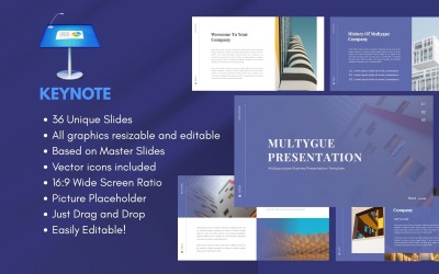 Plantilla multipropósito de Keynote para empresas MULTYGUE