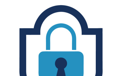 Blue Padlock Inside Shield Icon Representing Security and Protection