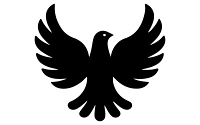 A logo with a dove design silhouette