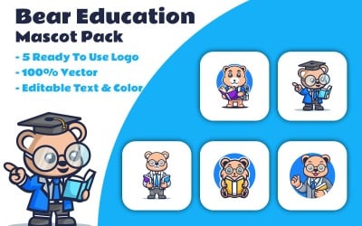 Bear Mascot Logo Bundle Set