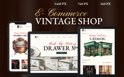 Çekmece No. 9 – Mobilyaların Yer Aldığı Özenle Seçilmiş Bir Vintage Mağaza İçin E-ticaret Kullanıcı Arayüzü Şablonu