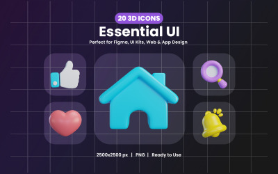 Essential UI 3D Icons Design