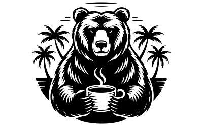 Grizzly bear  logo design silhouette art