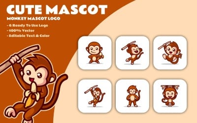 Mascot Animal Monkey Character Set