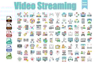 Modern Video Streaming Vector Icon Set