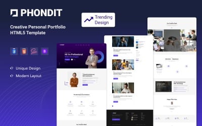 Phondit - Modèle HTML5 de portfolio personnel créatif
