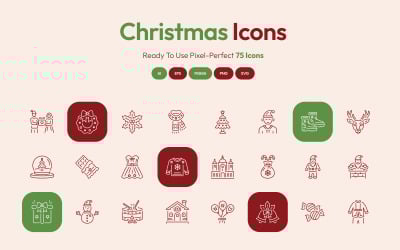 Современный набор рождественских иконок