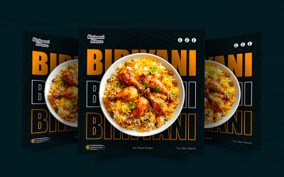 Biriyani restaurant web promotional media poster template