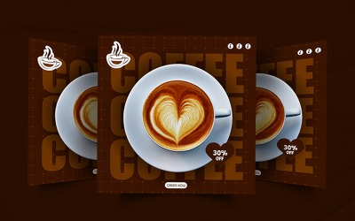 Coffee shop advertisement promotional social media poster design