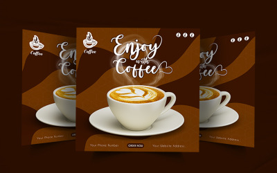 Divertiti con il design del post sui social media pubblicitario del caffè