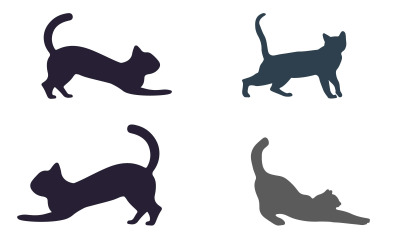 Four Cat Silhouettes Stretching in muted color