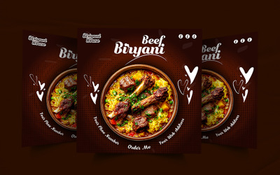 Modèle d&amp;#39;affiche publicitaire pour un restaurant professionnel de biriyani sur les réseaux sociaux