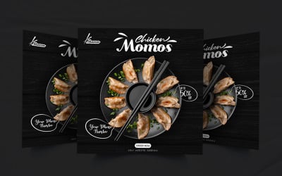 Restaurant momo food social media poster template