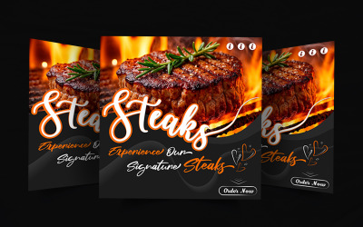 Steak house advertisement social media post design