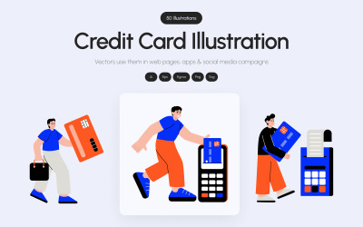 Kreditkortsillustrationskonstuppsättning