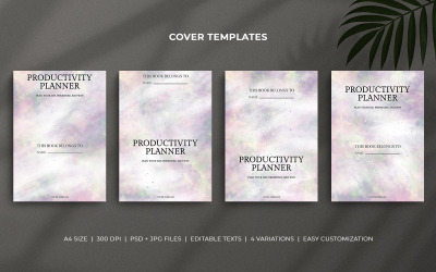Productivity Planner Cover Template Set - Editable Watercolor Design for Printable and KDP Use