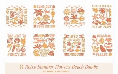 Retro Summer Beach T-shirt Designs Bundle