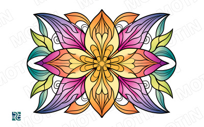 Livfull mandaladesign med flerfärgad blominspirerad mönsterkonst