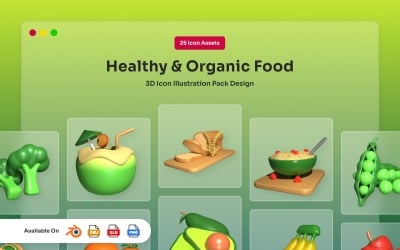 Healthy and Organic Food 3D Icon Pack