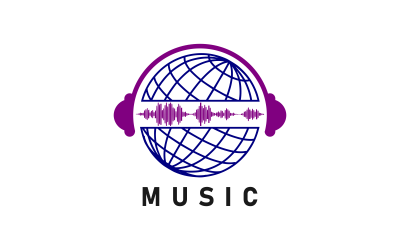 Plantilla de diseño de logotipo creativo de Globe Music
