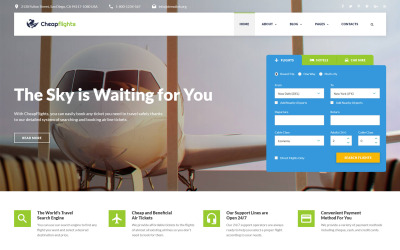 "Flight Booking Website Template" modèle web adaptatif #53104