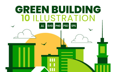 10 illustrationer av gröna byggnader