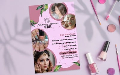 Elegant Beauty Salon Flyer PSD Template for Makeup, Skincare &amp;amp; Bridal Services