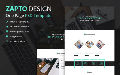 Modèle PSD créatif d&amp;#39;entreprise d&amp;#39;une page Zapto Design