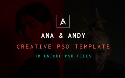Modelo de portfólio criativo e pessoal em PSD para Andy e Ana