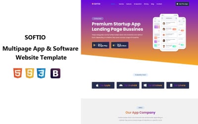 Softio - Modello di landing page multipagina per app e software