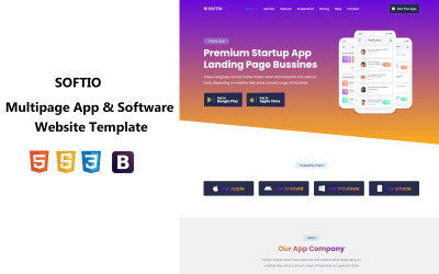 Softio - Šablona vstupní stránky pro vícestránkové aplikace a software