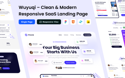 Wuyuqi – Saubere, moderne, reaktionsfähige SaaS-Landingpage