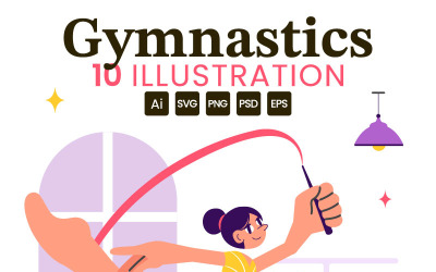 10 illustrationer av rytmisk gymnastik