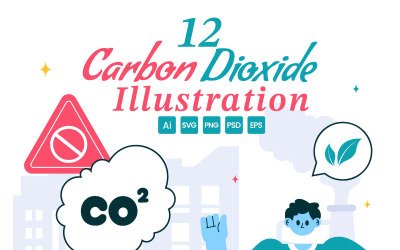 12 Carbon Dioxide or CO2 Vector Illustration