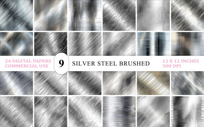 Luxury Brushed Steel Texture Set | Brushed Chrome &amp;amp; Industrial Metal | Diagonal Brushed Metal