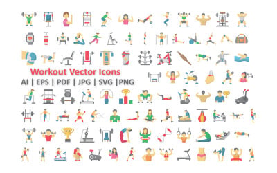 Paquete de iconos vectoriales de entrenamiento: elementos esenciales de fitness y entrenamiento
