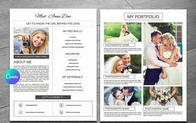 Photographer About me Page. Canva, Word &amp;amp; Psd