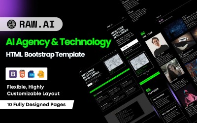 RAW.AI - HTML Bootstrap-sjabloon voor AI-bureaus en -technologie