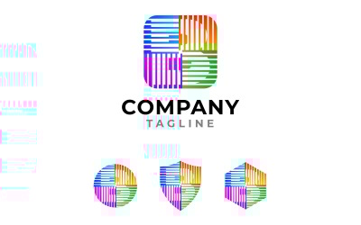 Round Square Letter B Logo with Alternate Logo Variations Circle, Shield, Hexagon