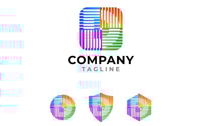 Round Square Letter D Logo with Alternate Logo Variations Circle, Shield, Hexagon