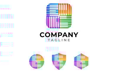 Round Square Letter E Logo with Variations Circle, Shield, Hexagon FREE