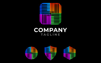 Round Square Letter H Logo with Variations Circle, Shield, Hexagon