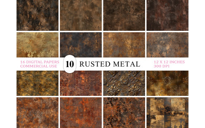 Rusty Tin &amp;amp; Worn Surface Texture Bundle | Vintage Rusted Metal Texture Backgrounds | Aged Metal